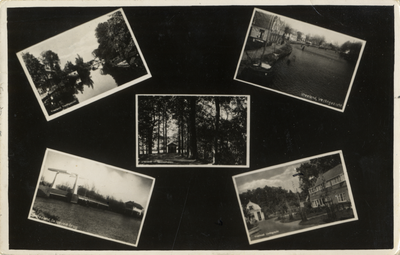 14907 Collage van gezichten te Vreeland:- 't Spokenhuisje- Vechtgezicht (2 x)- Nieuwe brug- LindengrachtN.B. De ...